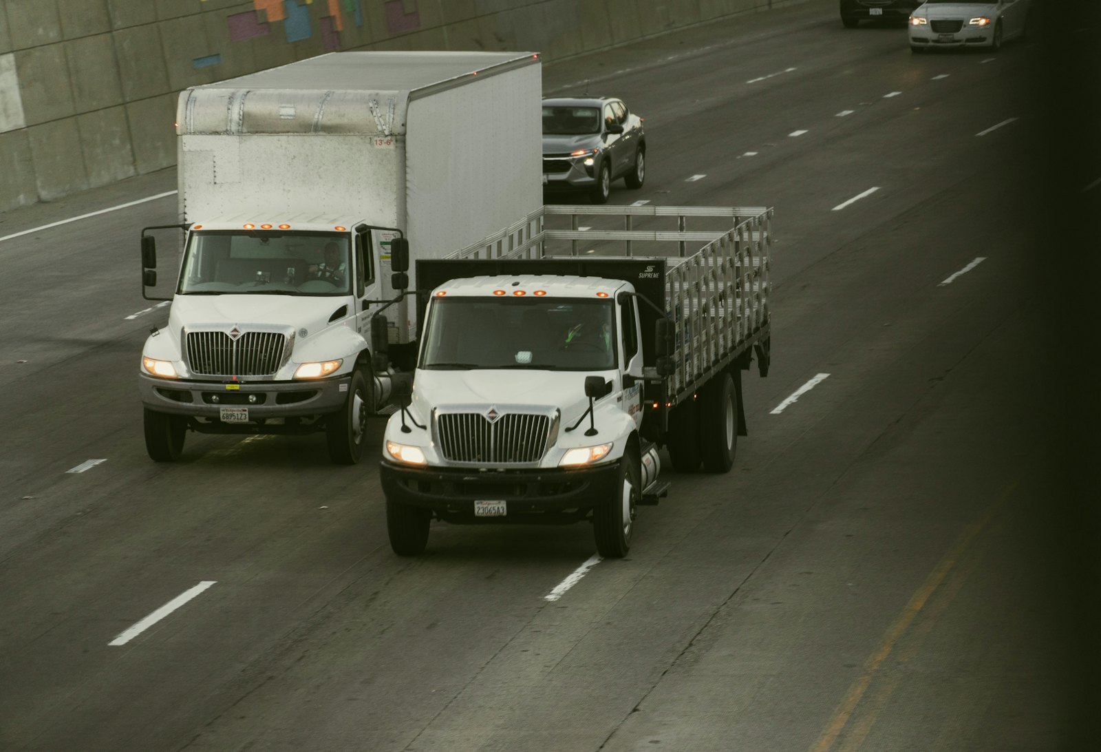White box truck on a highway